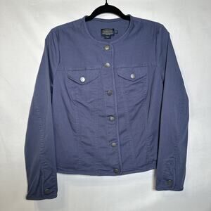 PENDELTON Navy Blue Silver Button Up Crew Neck Cotton Long Sleeve Jacket Size M